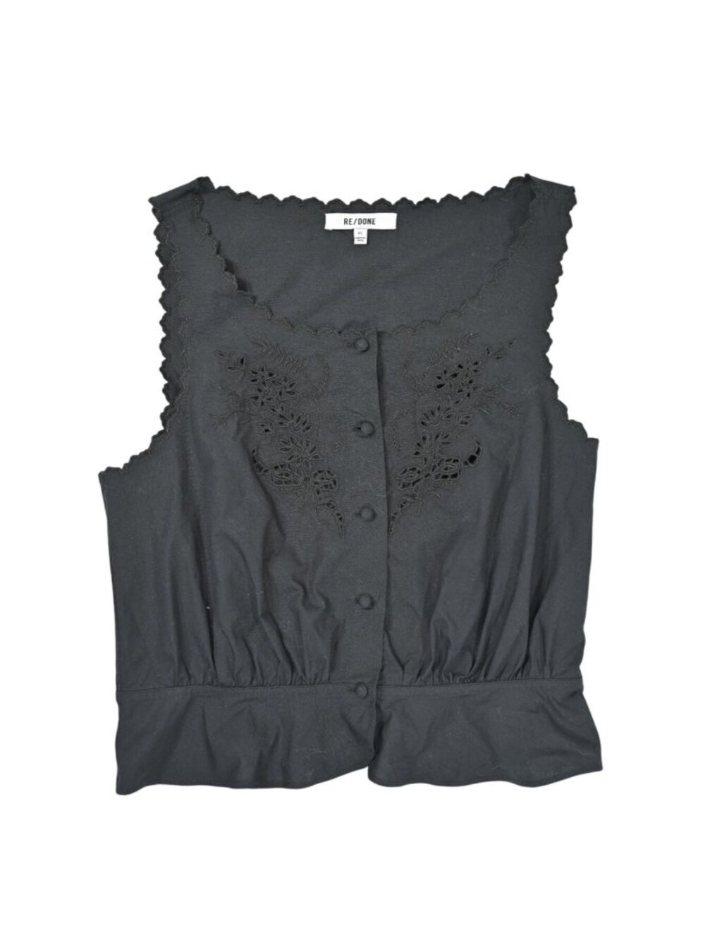 RE/DONE Jerry Tank Blouse Top in Black
